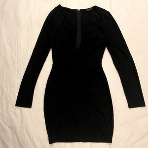 V-Neckline Black Satin Slip Dress